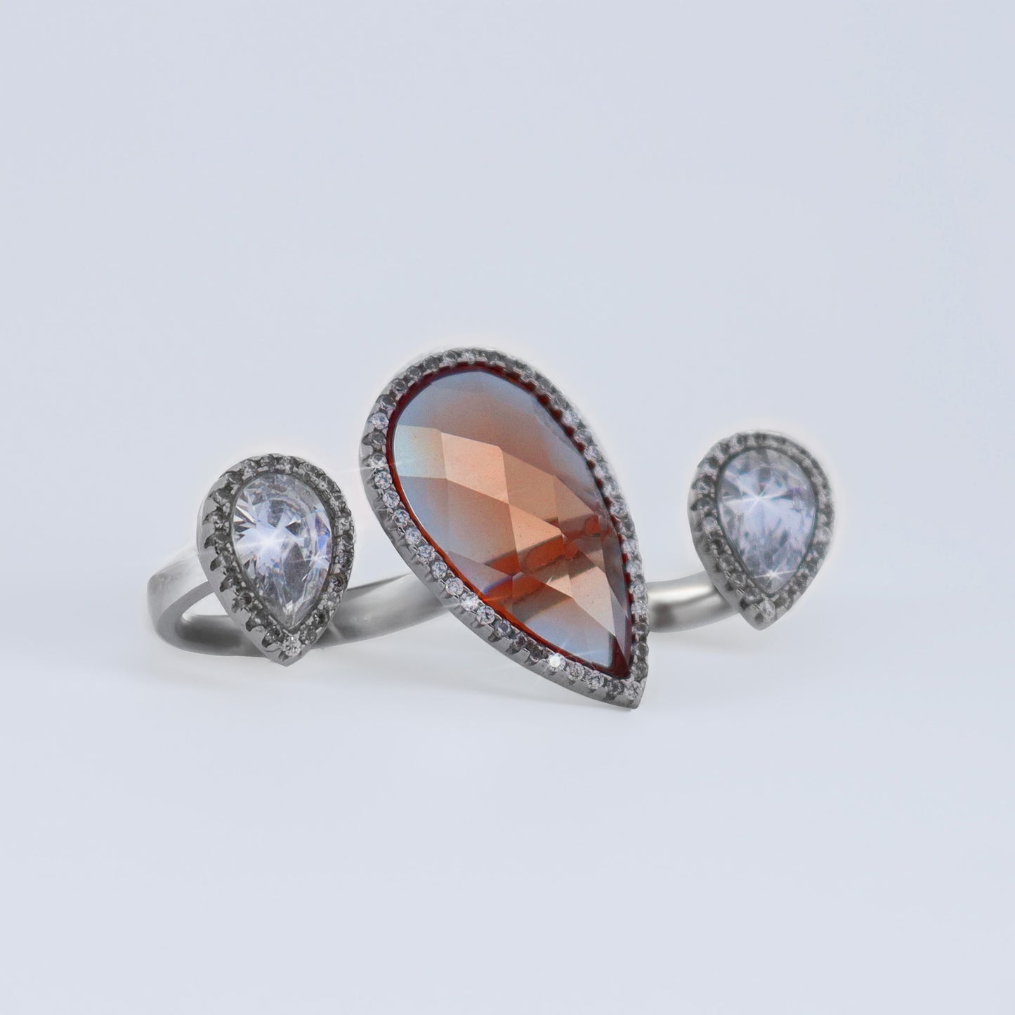 Double Finger Zultanite and Zircon Ring