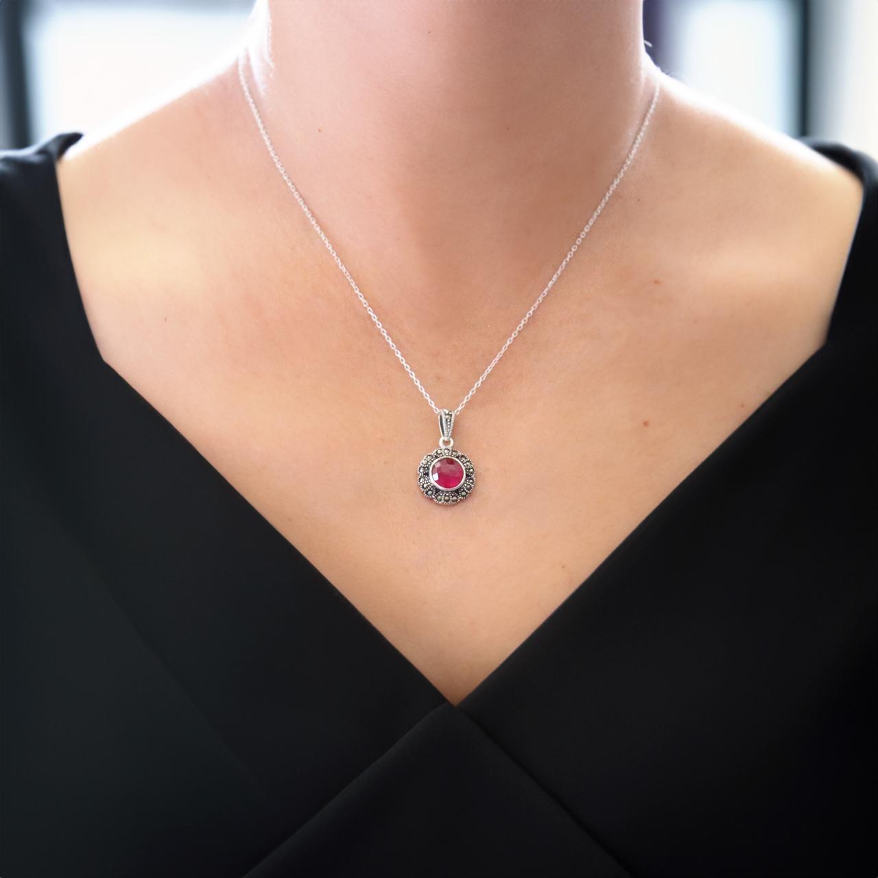 Synthetic Ruby Vintage Necklace