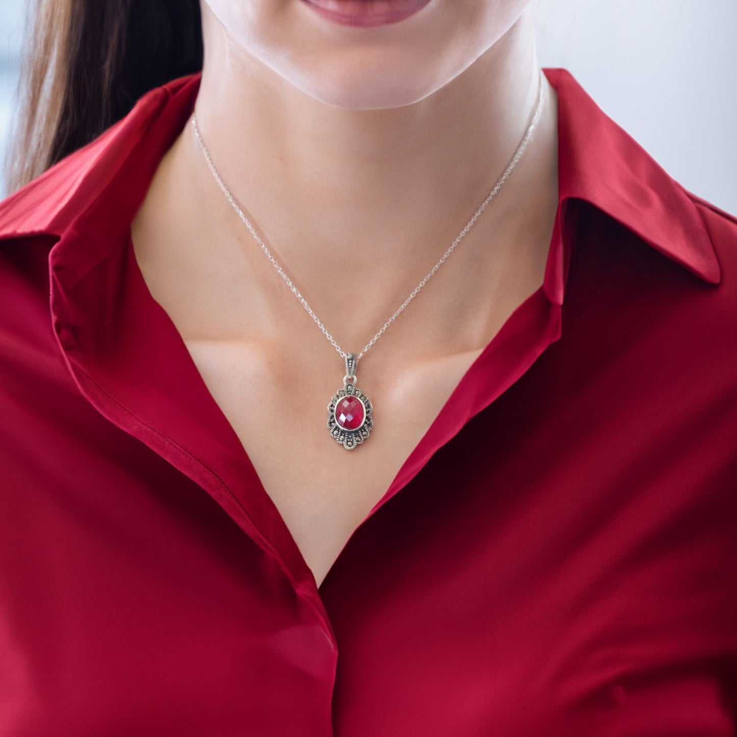 Synthetic Ruby Vintage Necklace