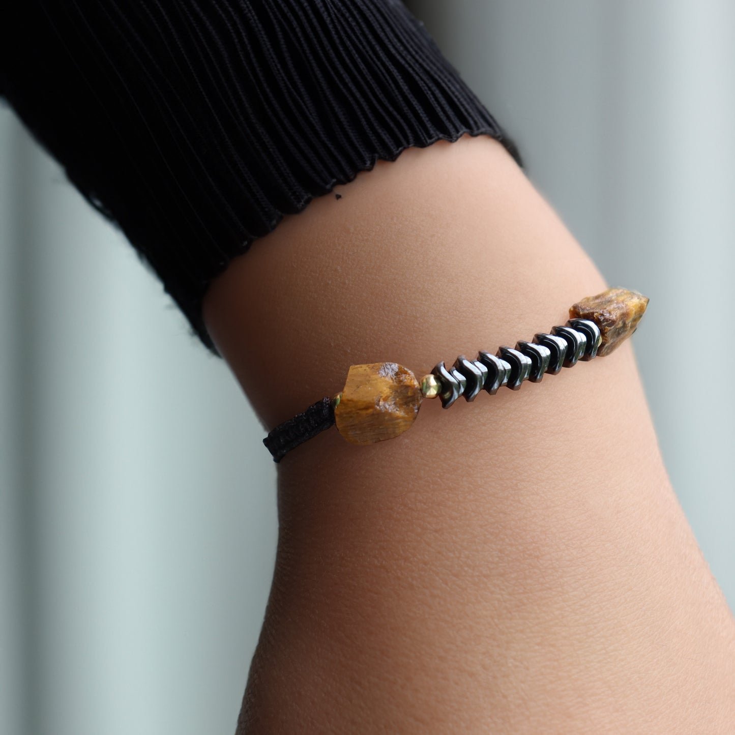 Tiger's Eye - Twin Stones Hematite Bracelet