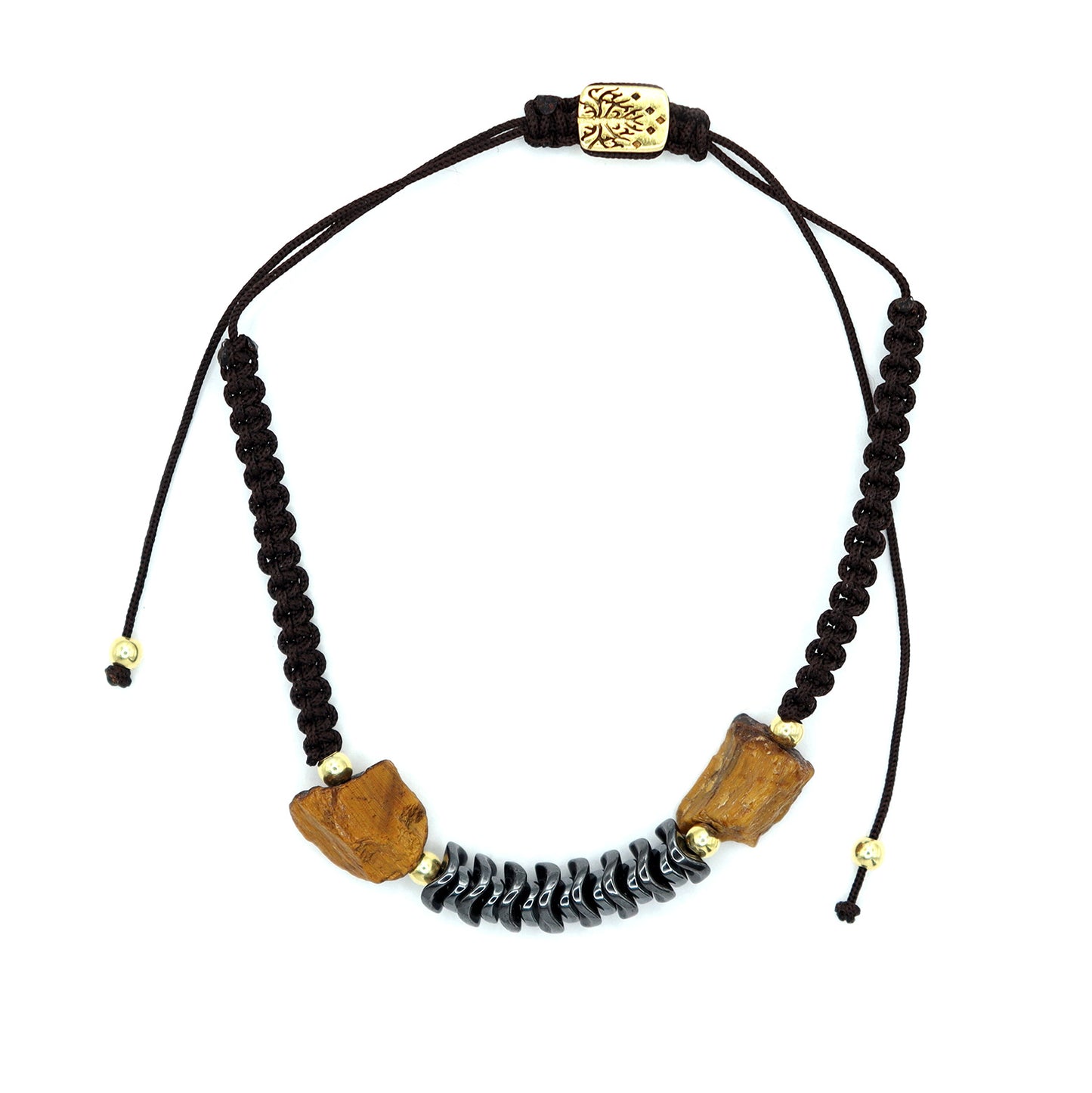 Tiger's Eye - Twin Stones Hematite Bracelet